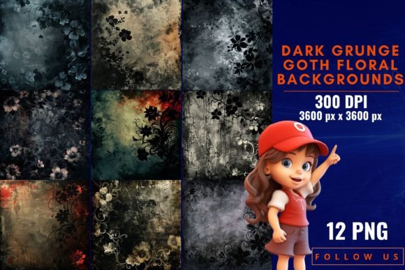 Dark Grunge Goth Floral Backgrounds for Moody Projects