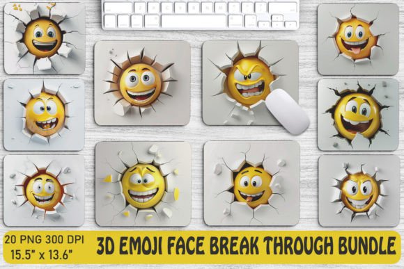 Dynamic Visuals: 3D Emoji Face Break Through Backgrounds