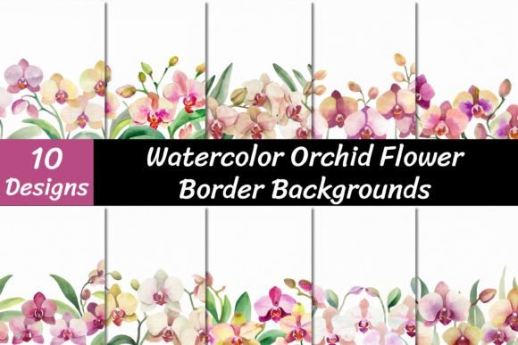 Elegant Watercolor Orchid Flower Backgrounds for Designers