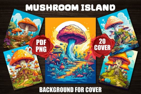 Enchanting Mushroom Island Backgrounds for Covers