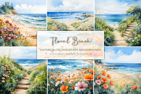 Floral Beach Watercolor Backgrounds: A Creative Toolkit