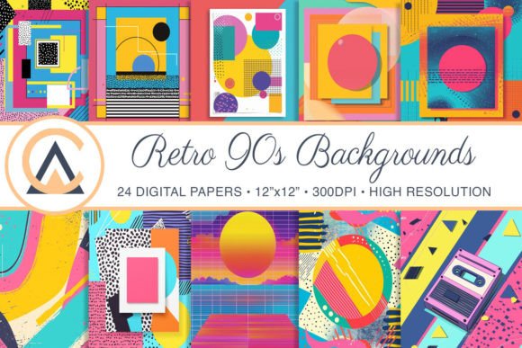 Unleash Nostalgia with Retro 90s 80s Digital Paper Backgrounds