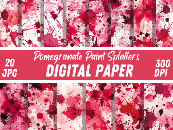 Vibrant Pomegranate Paint Splatters Backgrounds for Creative Projects