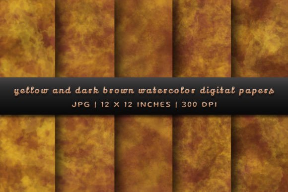 Warmth and Depth: Yellow and Dark Brown Watercolor Digital Papers