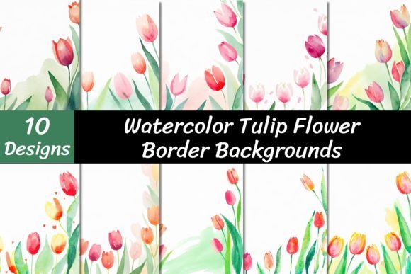 Watercolor Tulip Flower Backgrounds for Every Project