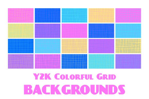 Y2K Colorful Grid Backgrounds: Groovy Retro Design Assets